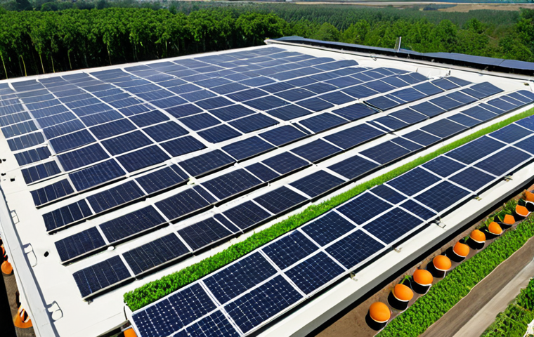 **

A modern food production facility with advanced technology reducing water consumption. The image emphasizes sustainability with solar panels on the roof, and lush green plants surrounding the building. Workers are efficiently operating the machinery, showcasing a blend of technology and environmental consciousness. Focus on conveying efficiency, eco-friendliness, and a positive impact.

**