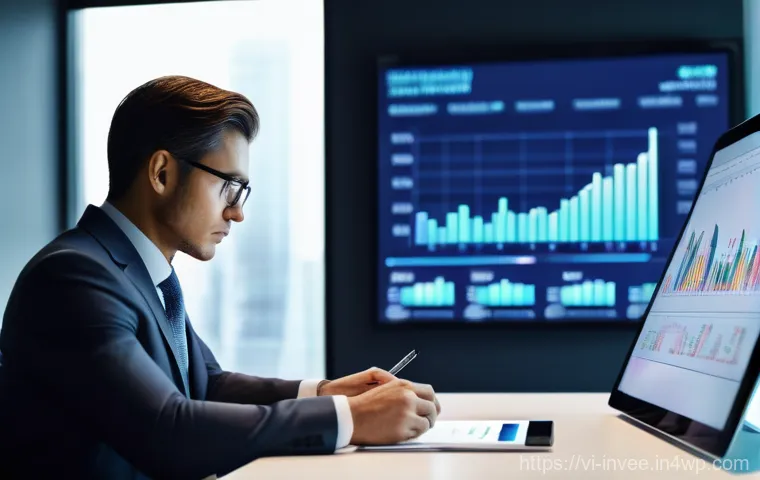 팩터 투자에서의 성과 기반 보상 시스템 - A professional fund manager in a sleek, modern office, dressed in a sharp business suit, thoughtfull...