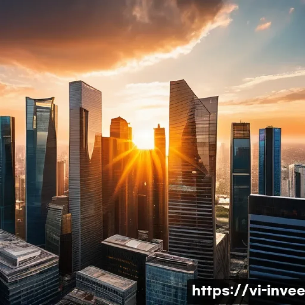 팩터 투자 성공에 영향을 미치는 외부 요인 - **Prompt: Global Economic Symphony**
    A high-angle, panoramic shot of a bustling, modern metropol...