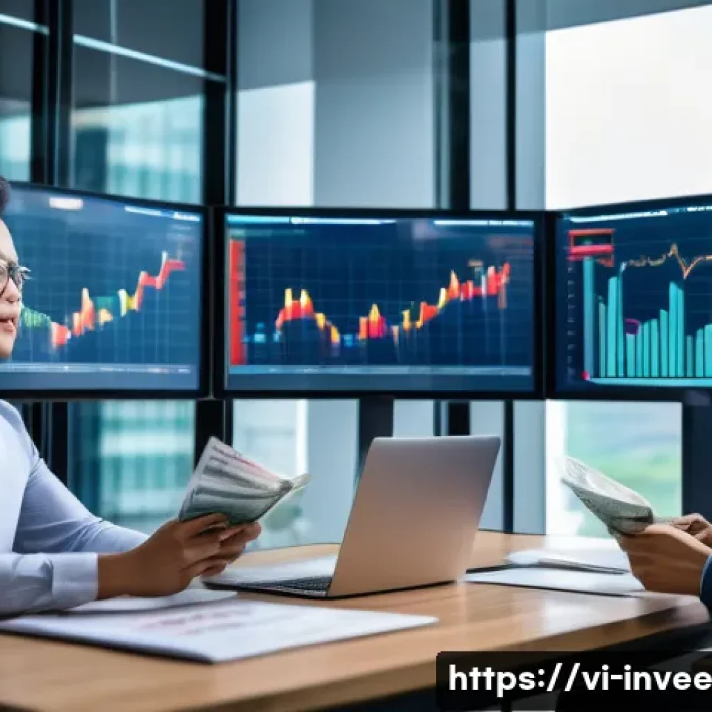 팩터 투자에서의 투자 성과 비교 - A professional Vietnamese investor in a modern office setting, analyzing multiple investment factor ...