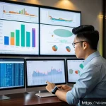 Home 23 팩터 투자와 ETF 조합 전략 - A professional Vietnamese investor analyzing stock market data on multiple computer screens in a mod...