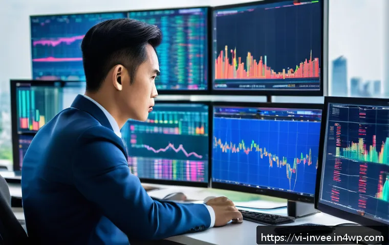 팩터 투자에서의 정량적 분석 방법 - A modern Vietnamese financial analyst in a sleek office overlooking Ho Chi Minh City skyline, surrou...