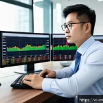 Home 18 팩터 투자에서의 가치 평가 방법 - A professional Vietnamese investor analyzing stock market data on multiple computer screens in a mod...